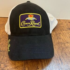 Vintage Crown Royal Black White Adjustable Hat